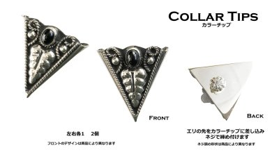 画像3: ウエスタン カラーチップ テキサス ロングホーン シルバー・ブラック/Collar Tips w/Longhorn Silver