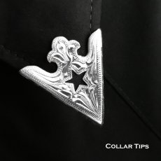 画像1: ウエスタン カラーチップ シルバー・カットアウト スター/Collar Tips Engraved Silver w/Cut out Star (1)