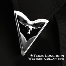 画像1: ウエスタン カラーチップ テキサス ロングホーン シルバー・ブラック/Collar Tips w/Longhorn Silver (1)