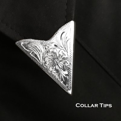 画像1: カラーチップ シルバー/Collar Tips Engraved Silver