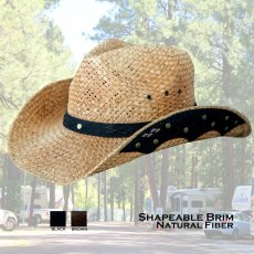 画像1: ウエスタン ストロー カウボーイ ハット コーヒーブラウンxブラック・ブラウン/Straw Cowboy Hat Coffee BrownxBlack/Brown (1)