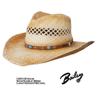 ベイリー ピンチフロント ストロー カウボーイ ハット（ナチュラル）/Bailey Raffia Straw Cowboy Hat(Natural)  ストローハット・メッシュハット