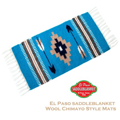 画像1: エルパソサドルブランケット サウスウエスト チマヨデザイン ラグマット（約52cmx26cm）/El Paso Saddleblanket  Wool Chimayo Style Mats