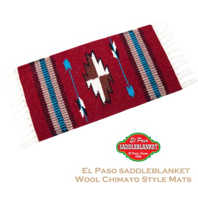画像1: エルパソサドルブランケット サウスウエスト チマヨデザイン ラグマット（約52cmx26cm）/El Paso Saddleblanket  Wool Chimayo Style Mats