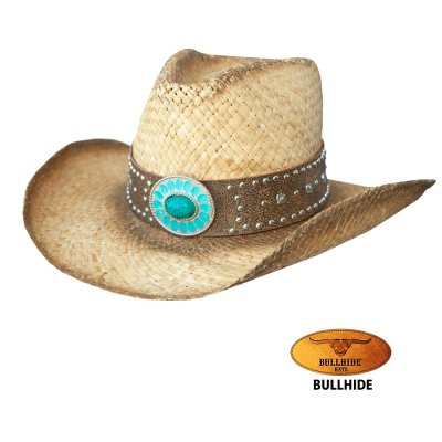 画像1: ブルハイド シェイパブルブリム カウガール ストロー ハット（ターコイズ・ナチュラル）S /Bullhide Cowgirl Straw Hat(Turquoise/Natural)