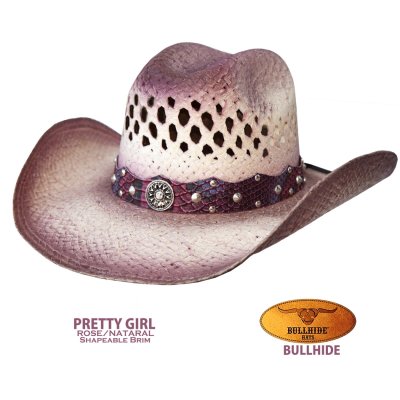 画像1: ブルハイド ウエスタン ストロー カウボーイ ハット  プリティガール（ローズ・ナチュラル）/Bullhide Straw Cowboy Hat Pretty Girl(Rose/Natural）