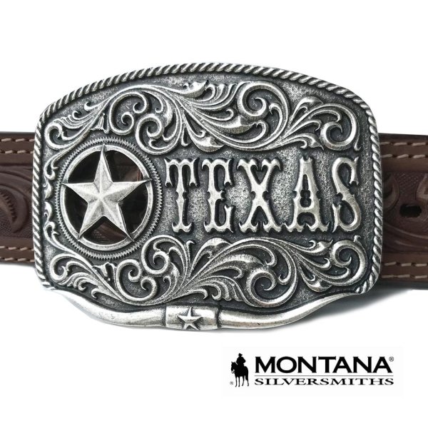 モンタナシルバースミス ベルト バックル テキサス ローンスター ロングホーン/Montana Silversmiths Belt Buckle