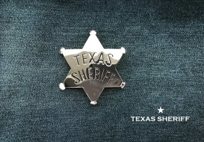 画像1: 保安官 バッジ アメリカ ウエスタン テキサス シェリフ バッジ 5.7cmxH6.4cm（シャイニーシルバー）/Texas Sheriff Badge(Silver)