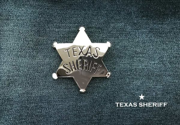 保安官 バッジ アメリカ ウエスタン テキサス シェリフ バッジ 5.7cmxH6.4cm（シャイニーシルバー）/Texas Sheriff Badge(Silver)  ピンバッジ・ワッペン・ステッカー・マグネット