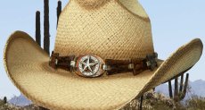 画像2: ブルハイド ハンドウーブン パナマ ローンスターコンチョ レザーバンド ウエスタン ストロー カウボーイ ハット（ナチュラル）/Bullhide Star Central Panama Straw Cowboy Hat(Natural) (2)