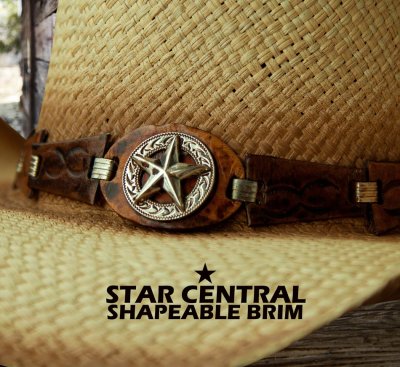 画像2: ブルハイド ハンドウーブン パナマ ローンスターコンチョ レザーバンド ウエスタン ストロー カウボーイ ハット（ナチュラル）/Bullhide Star Central Panama Straw Cowboy Hat(Natural)