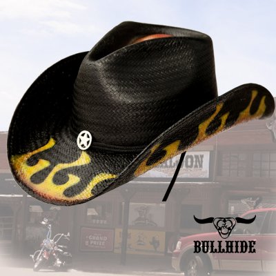 画像1: ファイヤースターウエスタン ストロー カウボーイ ハット（ブラック）/Bullhide Straw Cowboy Hat(Black)