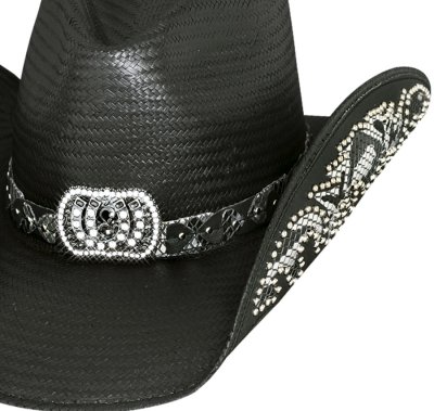 画像2: ブルハイド ウェスタン ストロー カウボーイ ハット（カウガールファンタジー・ブラック）/BULLHIDE Western Straw Cowboy Hat Cowgirl Fantasy(Black)