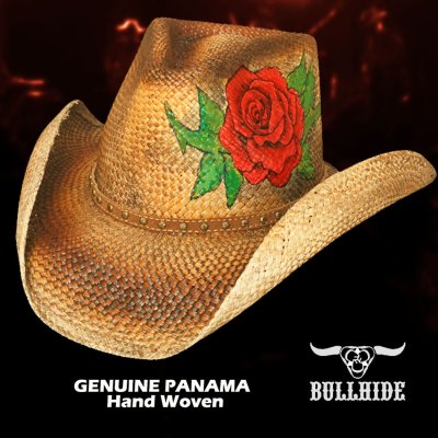 画像1: ブルハイド ハンドウーブン パナマ ローズ ウエスタン ストロー カウボーイ ハット（ラブ ストーリー）/Bullhide Love Story Panama Straw Cowboy Hat (Pecan)