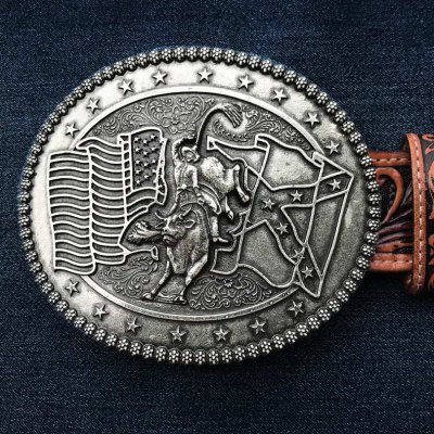 画像1: モンタナシルバースミス ベルト バックル ライダー・フラッグ/Montana Silversmiths Belt Buckle Rider Flag