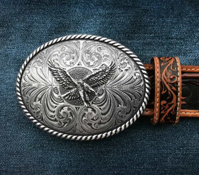 画像1: モンタナシルバースミス ベルト バックル アメリカン イーグル アンティークシルバー/Montana Silversmiths Belt Buckle