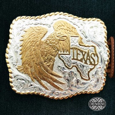 画像1: クラムライン ウエスタン ベルト バックル アメリカン イーグル テキサス ロープエッジ/Crumrine Western Belt Buckle Eagle and Texas