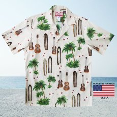 画像2: RJC ロバート・J・クランシー アロハシャツ ウクレレ・パームツリー・サーフボード（アイボリー）L/RJC ROBERT J. CLANCEY Aloha Shirt (2)