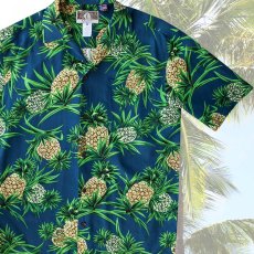 画像1: RJC ロバート・J・クランシー カラヘオ レーヨン アロハシャツ パイナップル（ネイビー）/RJC ROBERT J. CLANCEY KALAHEO Aloha Shirt(Navy) (1)