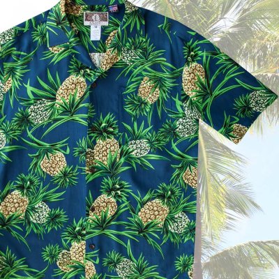 画像2: RJC ロバート・J・クランシー カラヘオ レーヨン アロハシャツ パイナップル（ネイビー）/RJC ROBERT J. CLANCEY KALAHEO Aloha Shirt(Navy)