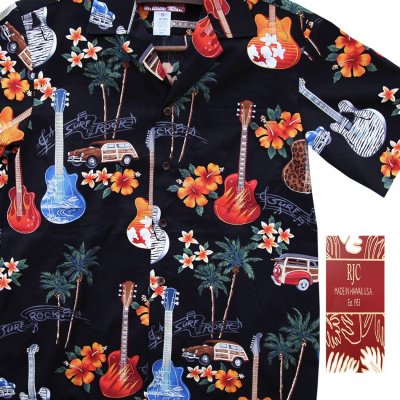 画像2: ギター アロハシャツ RJC ロバート・J・クランシー（ブラック）/RJC ROBERT J. CLANCEY Guitar Aloha Shirt(Black)