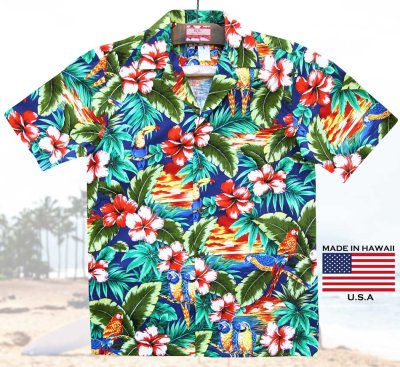 画像1: RJC ロバート・J・クランシー アロハシャツ ハワイアンシャツ トロピカル アイランド（ネイビー）/RJC ROBERT J. CLANCEY Aloha Shirt(Navy)