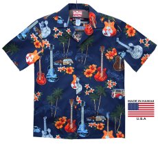 画像2: ギター アロハシャツ  RJC ロバート・J・クランシー（ネイビー）M/RJC ROBERT J. CLANCEY Guitar Aloha Shirt(Navy)  (2)