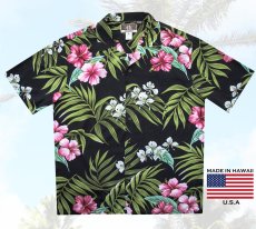 画像2: RJC ロバート・J・クランシー カラヘオ レーヨン アロハシャツ 花柄（ブラック）ラージサイズ/ RJC ROBERT J. CLANCEY KALAHEO Rayon Aloha Shirt(Black) (2)