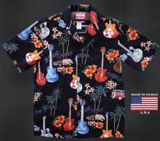 画像2: ギター アロハシャツ RJC ロバート・J・クランシー（ブラック）/RJC ROBERT J. CLANCEY Guitar Aloha Shirt(Black) (2)