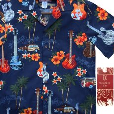 画像1: ギター アロハシャツ  RJC ロバート・J・クランシー（ネイビー）M/RJC ROBERT J. CLANCEY Guitar Aloha Shirt(Navy)  (1)