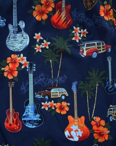 画像3: ギター アロハシャツ  RJC ロバート・J・クランシー（ネイビー）M/RJC ROBERT J. CLANCEY Guitar Aloha Shirt(Navy)  (3)