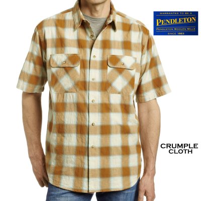 画像1: ペンドルトン ハイカー シャツ（半袖 /コッパー・ブルーチェック）L/Pendleton Short Sleeve Hiker Shirt Copper/Blue Check