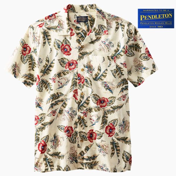 ペンドルトン アロハ シャツ アイボリー ハイビスカス プリント（半袖）/Pendleton Aloha Shirt Ivory Hibiscus  Print 半袖シャツ・Tシャツ