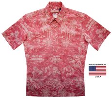 画像2: RJC ロバート・J・クランシー アロハシャツ ハワイアンシャツ リバースプリント（レッド・ホワイト）/RJC ROBERT J. CLANCEY  Ivy League Collar Aloha Shirt(Red) (2)