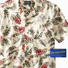 画像1: ペンドルトン アロハ シャツ アイボリー ハイビスカス プリント（半袖）/Pendleton Aloha Shirt Ivory Hibiscus Print (1)