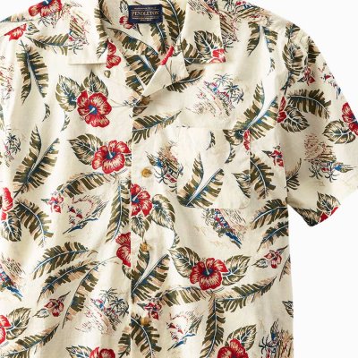 画像2: ペンドルトン アロハ シャツ アイボリー ハイビスカス プリント（半袖）/Pendleton Aloha Shirt Ivory Hibiscus Print