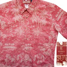 画像1: RJC ロバート・J・クランシー アロハシャツ ハワイアンシャツ リバースプリント（レッド・ホワイト）/RJC ROBERT J. CLANCEY  Ivy League Collar Aloha Shirt(Red) (1)