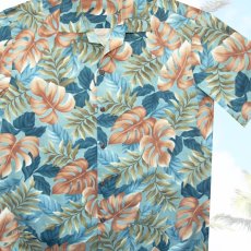 画像1: アロハシャツ ハワイアンシャツ ブルー・ブラウンリーフ/Aloha Shirt(Blue) (1)