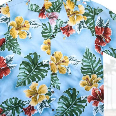 画像2: アロハシャツ ハワイアンシャツ トロピカル ハイビスカス（ブルー）M/Aloha Shirt Hibiscus(Blue)