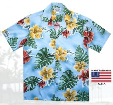 画像2: アロハシャツ ハワイアンシャツ トロピカル ハイビスカス（ブルー）M/Aloha Shirt Hibiscus(Blue) (2)