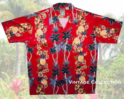 画像2: パイナップルコネクション アロハシャツ ハワイアンシャツ（レッド）M/Pineapple Connection Camp Shirt(Red)