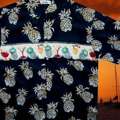 画像2: アートハウス アロハシャツ ハワイアンシャツ カクテル トロピカルタイム（ブラック）/Arthouse Shortsleeve Hawaiian Shirt(Black)