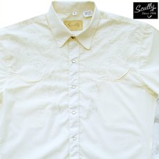 画像1: スカリー スナップフロント 刺繍 ウエスタン シャツ（半袖/ホワイト・フロント&バック刺繍）/Scully Short Sleeve Embroidered Snap Front Shirt(Men's) (1)