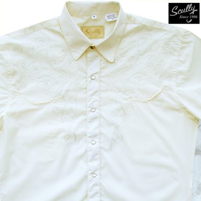 画像1: スカリー スナップフロント 刺繍 ウエスタン シャツ（半袖/ホワイト・フロント&バック刺繍）/Scully Short Sleeve Embroidered Snap Front Shirt(Men's)