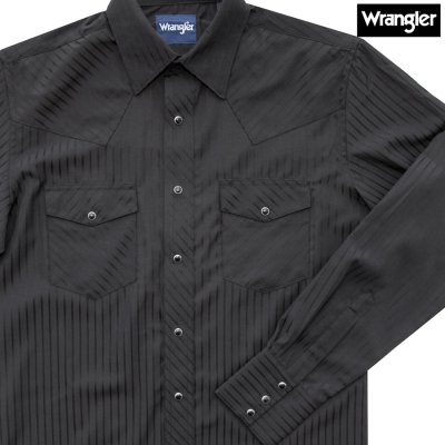 画像2: ラングラー ウエスタンシャツ ブラック ドビーストライプ（長袖）/Wrangler Long Sleeve Western Shirt Black Dobby Stripe 1075214BK