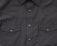 画像3: ラングラー ウエスタンシャツ ブラック ドビーストライプ（長袖）/Wrangler Long Sleeve Western Shirt Black Dobby Stripe 1075214BK (3)