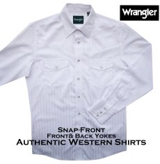 画像4: ラングラー ウエスタンシャツ ホワイト ドビーストライプ（長袖）/Wrangler Long Sleeve Western Shirt White Dobby Stripe 1075221WH (4)