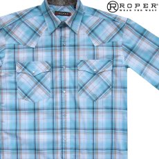 画像1: ローパー ウエスタンシャツ（ライトブルー・ブラウン・ホワイト/半袖）/Roper Short Sleeve Western Shirt (1)