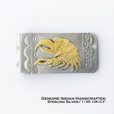 画像1: ナバホ族 イーグル 12K ゴールドフィルド スターリングシルバー マネークリップ/Navajo 12Karat Gold Filled Sterling Silver Eagle Money Clip