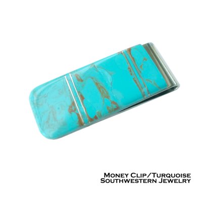 画像1: ターコイズ石 マネークリップ/Money Clip Turquoise